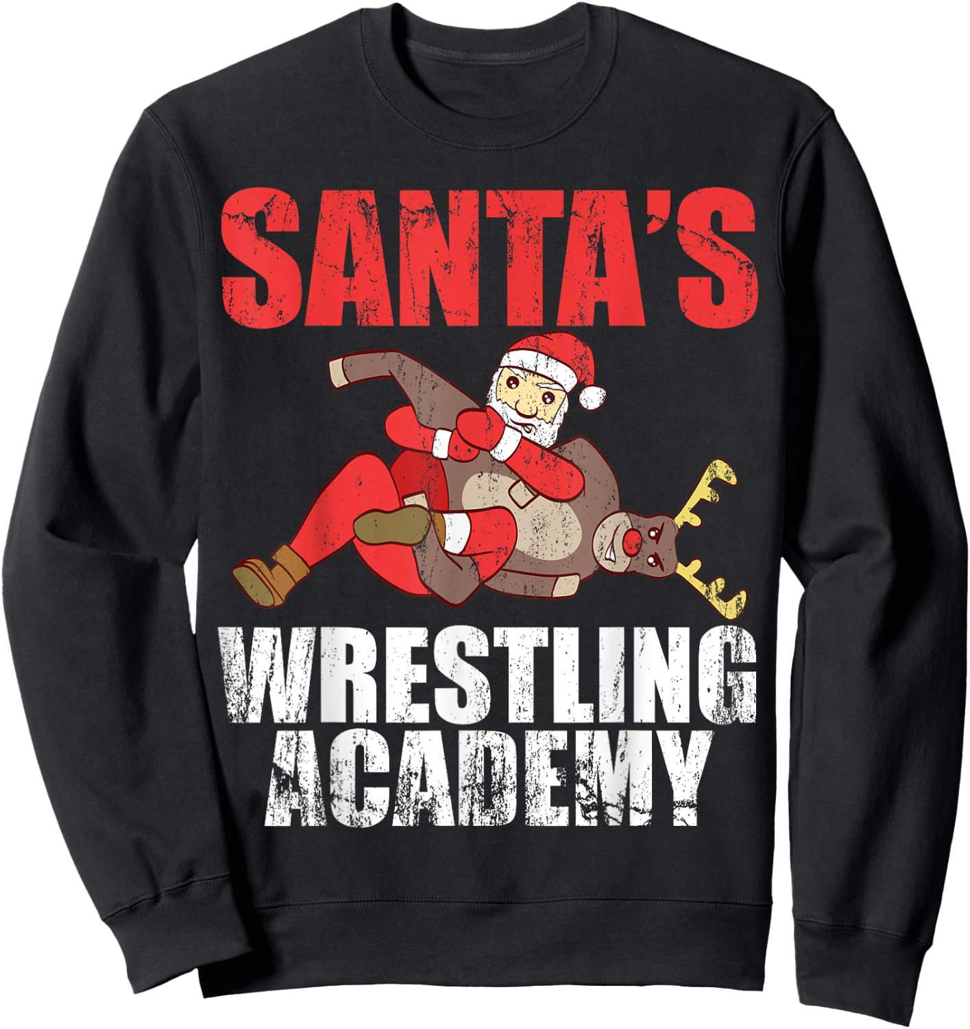 Santa Sport Wrestling Ring Fight Choke Tap Design Sweatshirt - Sweatshirt | Black