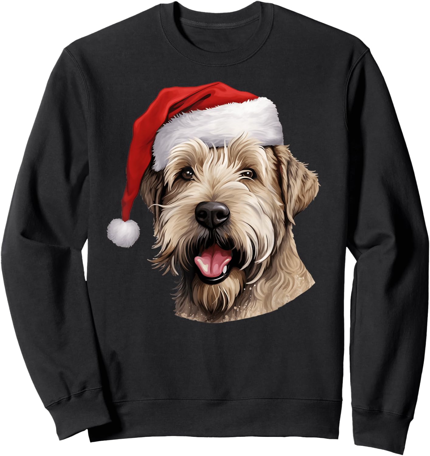Wheaten Terrier Santa Hat Christmas Sweater Xmas Pet Dogs Sweatshirt - Sweatshirt | Black