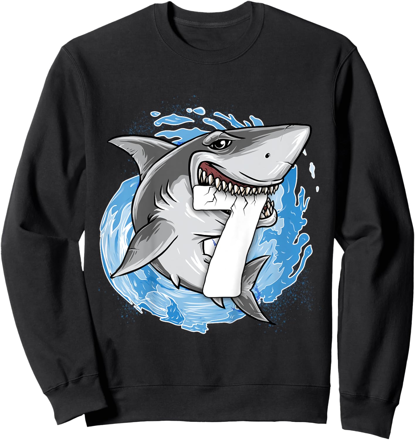 Kids Shark 7th Birthday Boy 7 year old Shark Theme Party 7 Shark Sweatshirt - Sweatshirt | Black