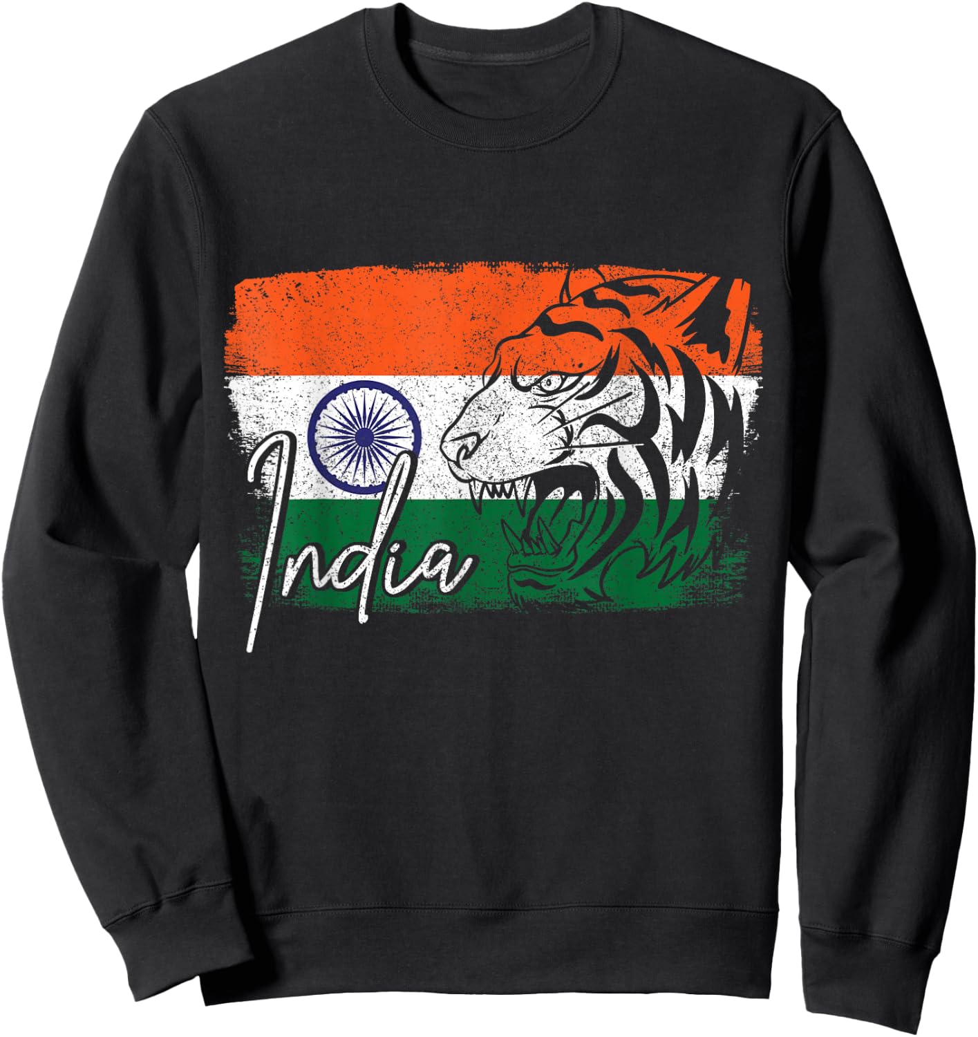India Indian Flag Tiger Souvenir Pride Sweatshirt - Sweatshirt | Black