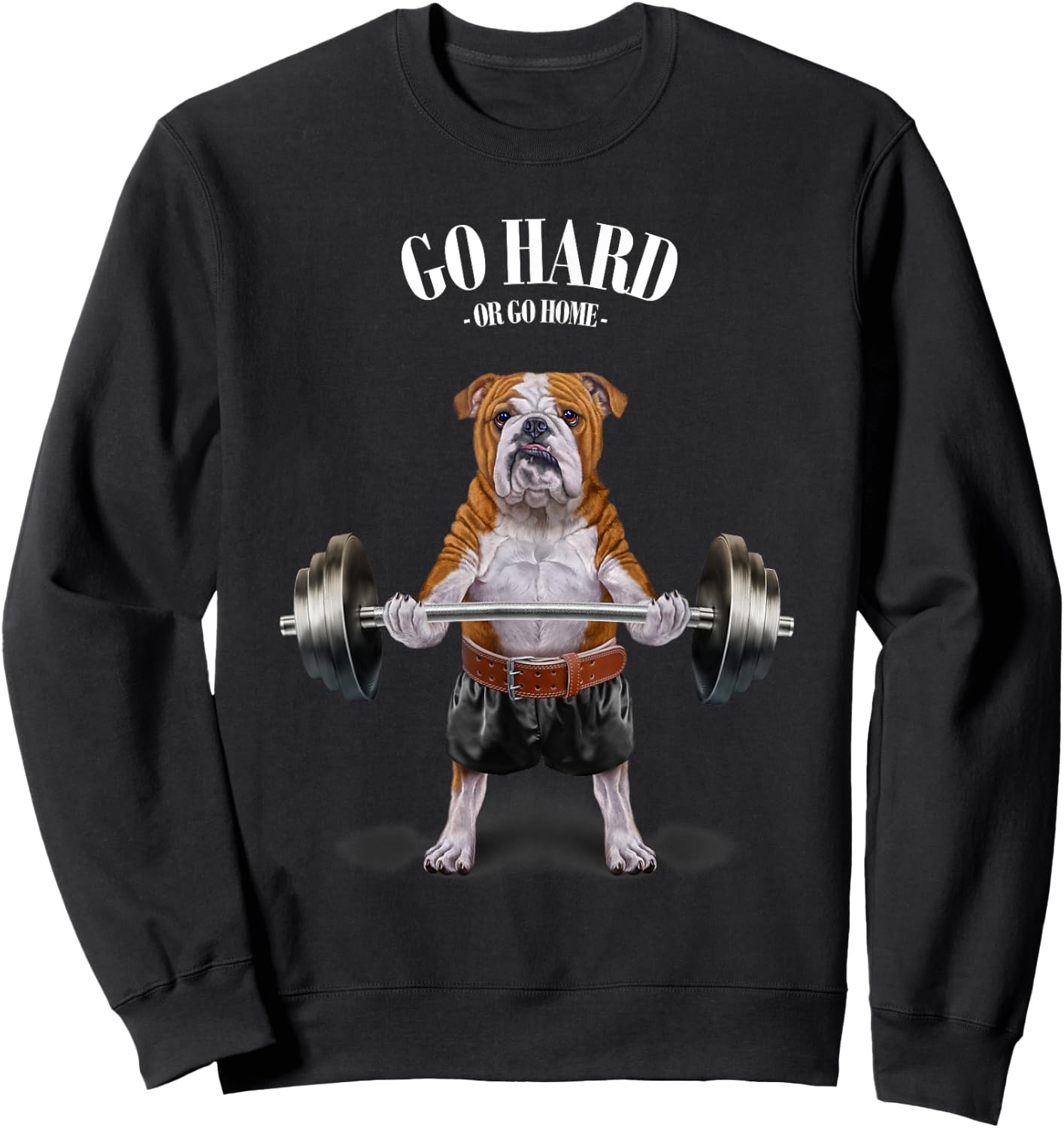 Bulldog Dog Weightlifting in Fitness Gym Sweatshirt - Sweatshirt | Black