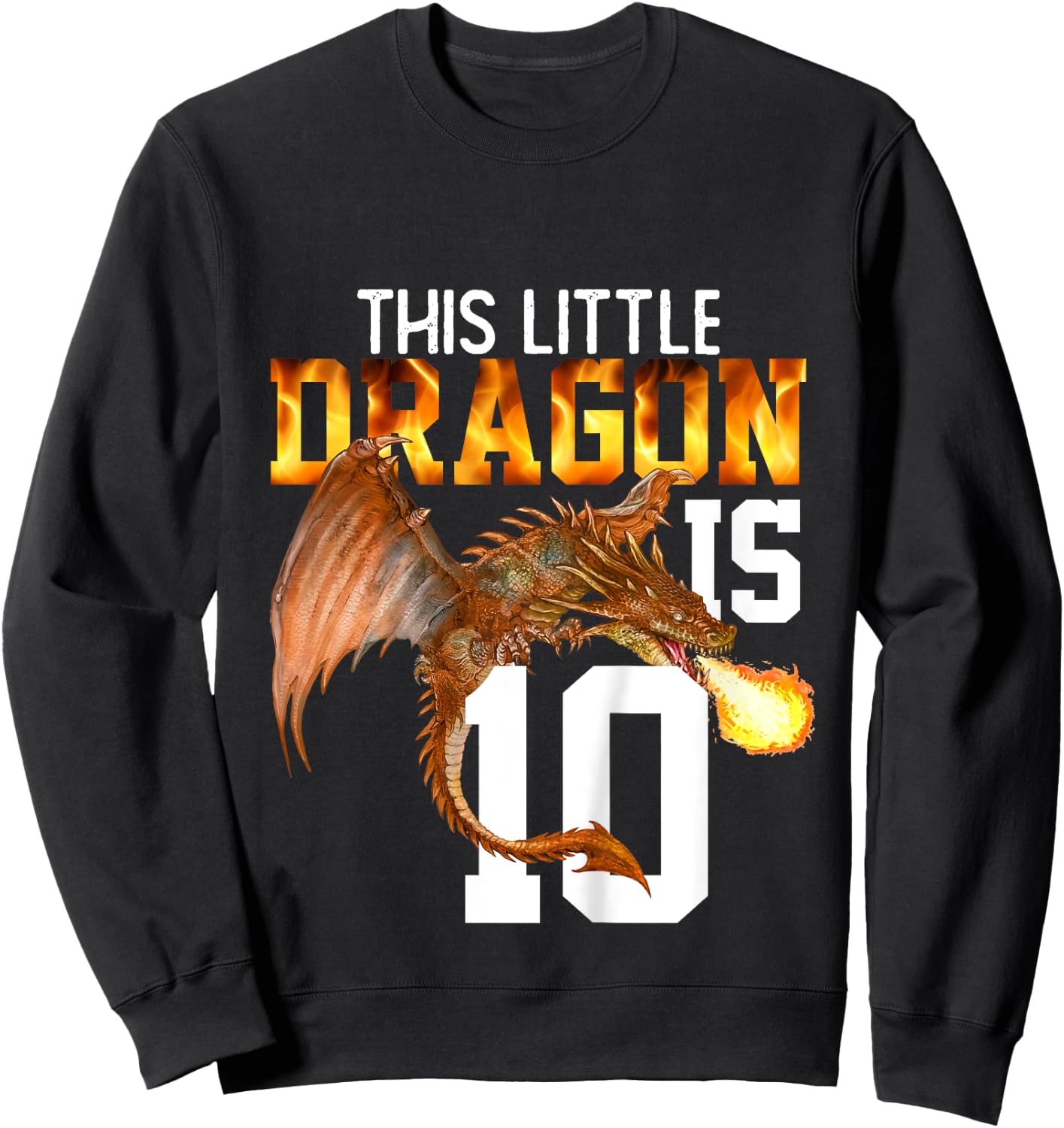 Turning 10 Year Old Birthday Gift Boy Dragon 10th Bday Girl Sweatshirt - Sweatshirt | Black