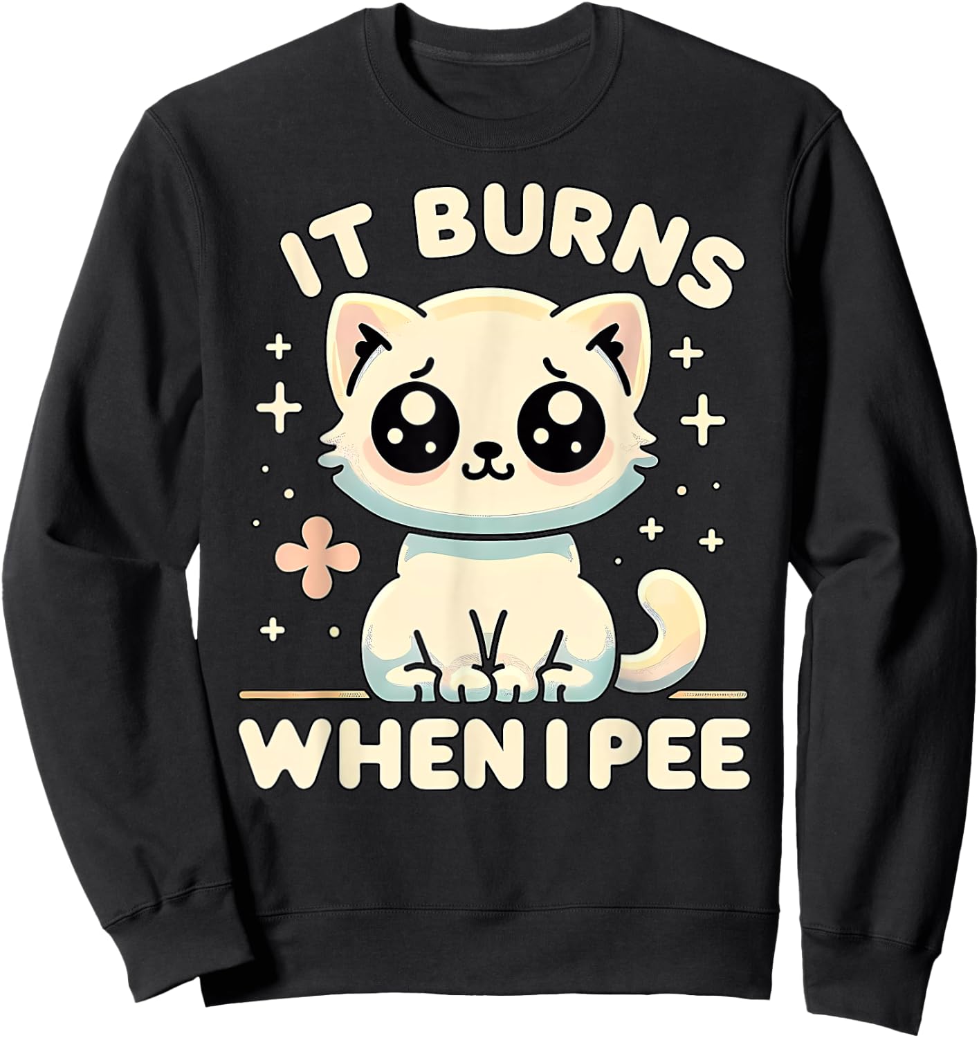 It Burns When I Pee Funny Embarrassing Inappropriate Cat Men Women Sweatshirt - Sweatshirt | Black