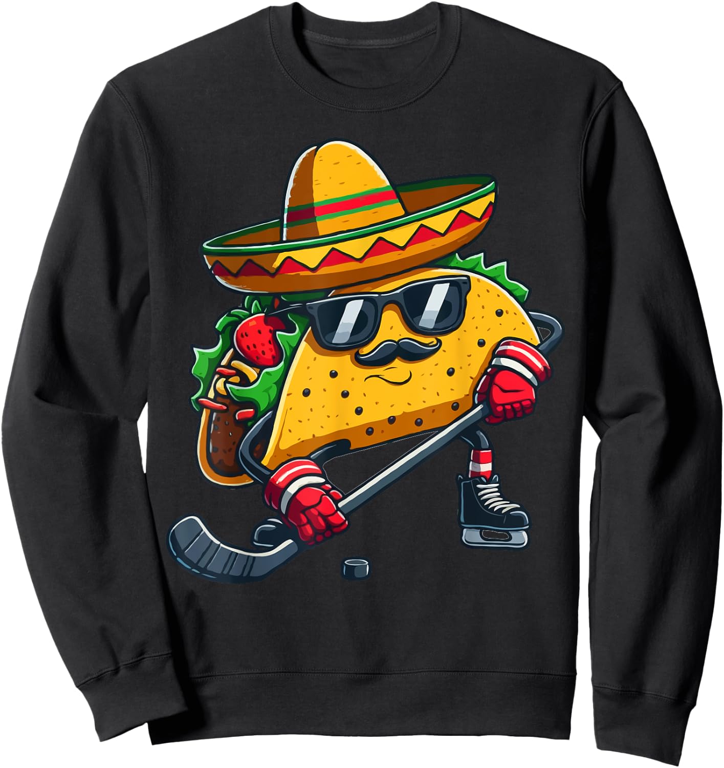 Taco Ice hockey player Funny Cinco De Mayo Sweatshirt - Sweatshirt | Black