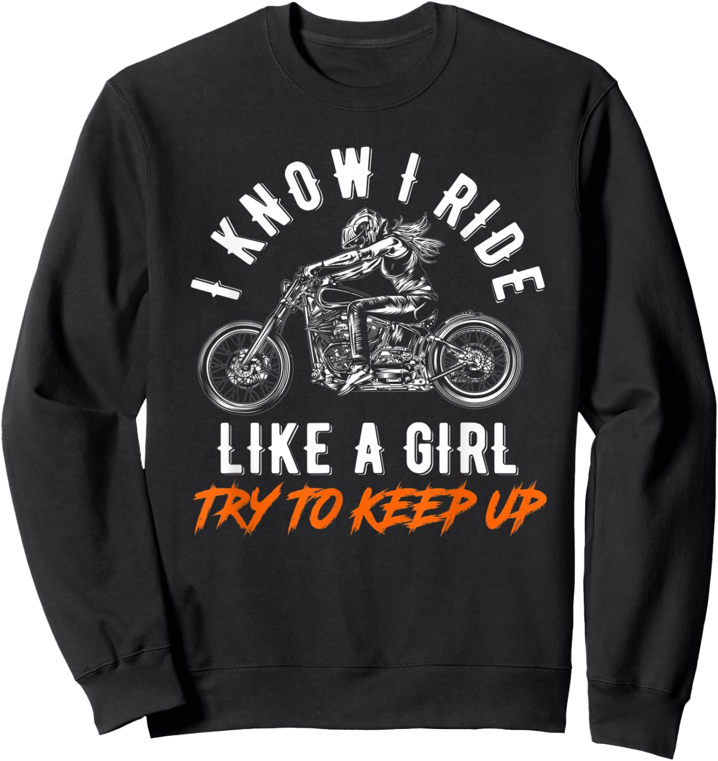 Motorcycle Motorcyclist Biker Girl Sweatshirt - Sweatshirt | Black