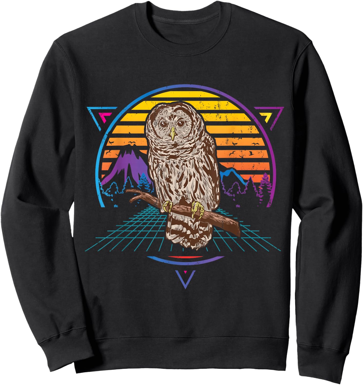Retro Barred Owl Sweatshirt - Sweatshirt | Black
