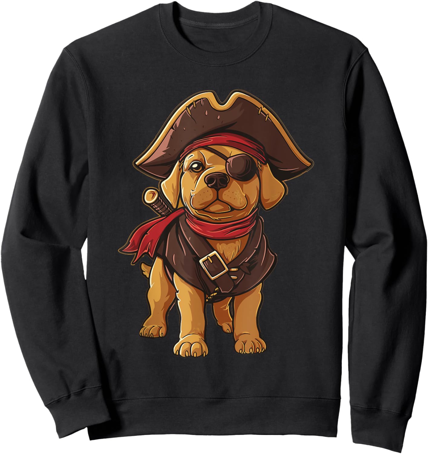 Golden Retriever Pirate Dog Halloween Party Men Women Kids Sweatshirt - Sweatshirt | Black