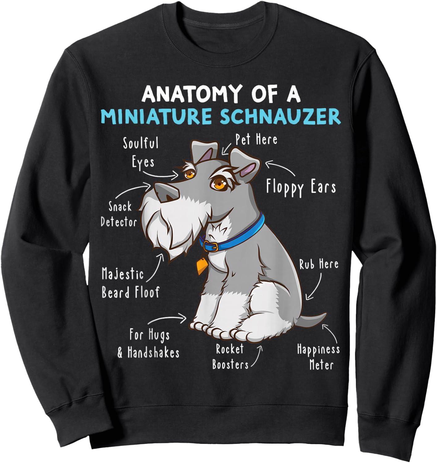 Anatomy Of A Miniature Schnauzer Cute Miniature Schnauzer Sweatshirt - Sweatshirt | Black