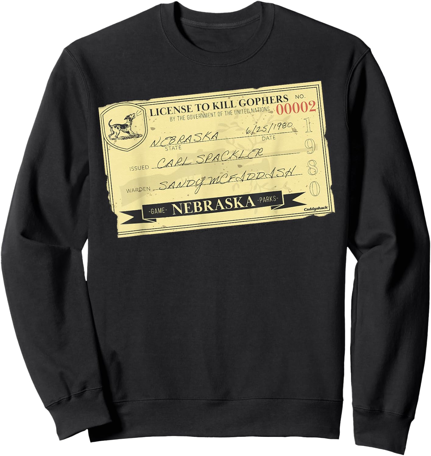 Caddyshack License To Kill Gophers Sweatshirt - Sweatshirt | Black