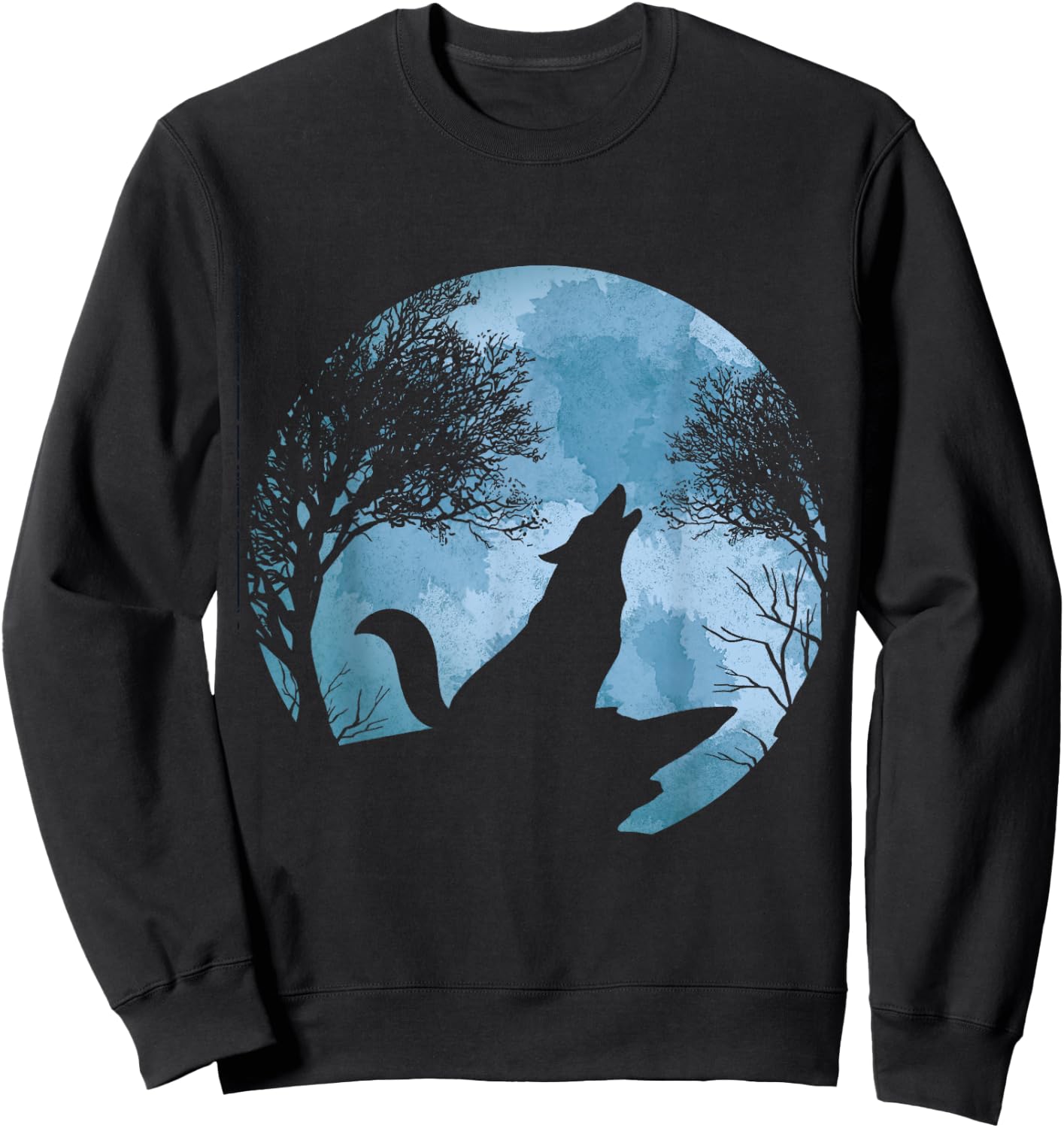 Howling Full Moon Forest Animal Wildlife Gift Moonlight Wolf Sweatshirt - Sweatshirt | Black