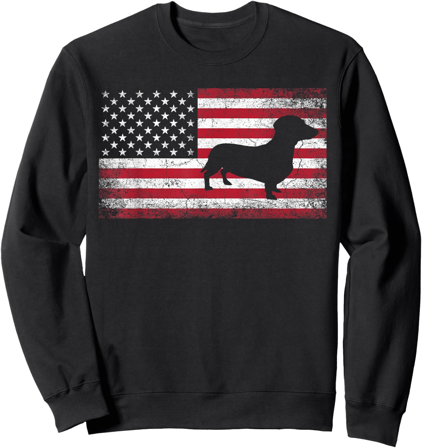 Dachshund Dog Pet 4th of July American Flag Patriotic USA Sweatshirt - Sweatshirt | Black