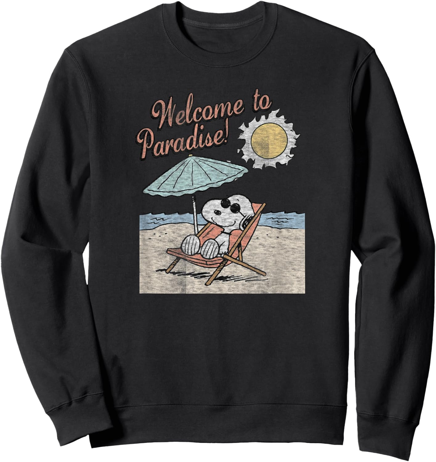 Peanuts Snoopy Welcome To Paradise Sweatshirt - Sweatshirt | Black