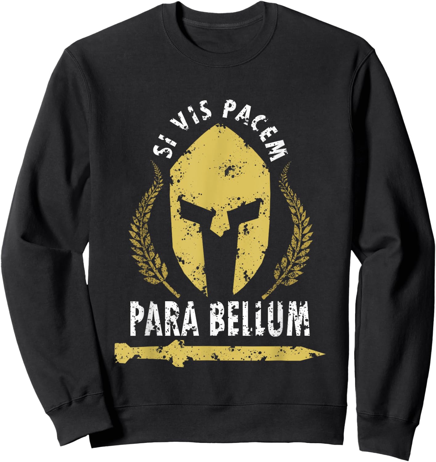 Si Vis Pacem Para Bellum Vintage Greece History Fighter Gym Sweatshirt - Sweatshirt | Black