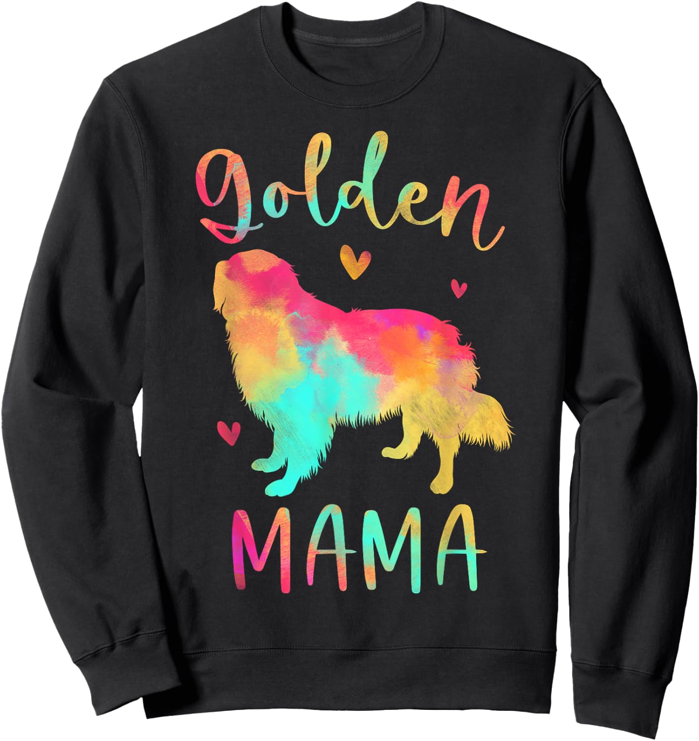 Golden Mama Colorful Golden Retriever Gifts Dog Mom Men Women Girls Kids Sweatshirt - Sweatshirt | Black