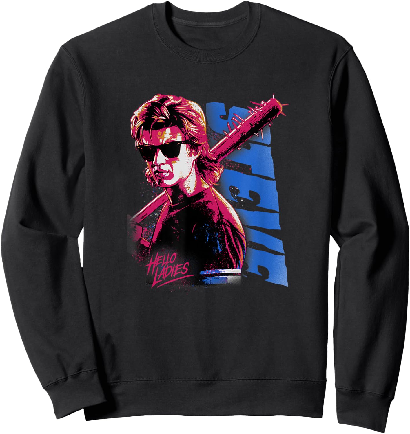 Stranger Things Stevie Splatter Punk Hello Ladies Sweatshirt - Sweatshirt | Black