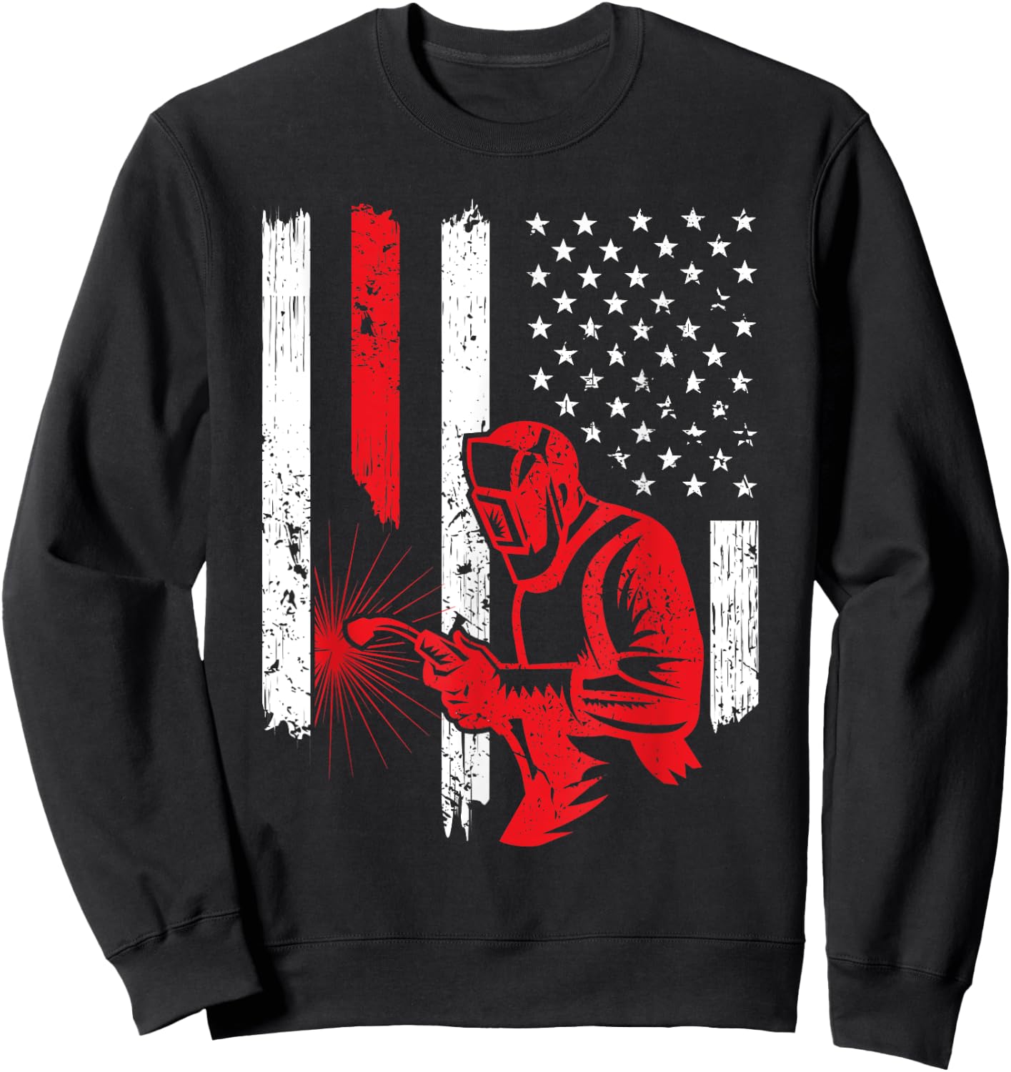 American Flag Welder Welding Vintage Metal Worker Cool Gifts Sweatshirt - Sweatshirt | Black