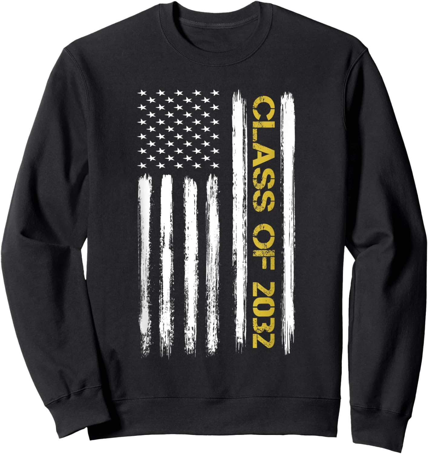 Senior Class Of 2032 Patriotic American Flag Graduation Gift Kids Men Sweatshirt - Sweatshirt | Black