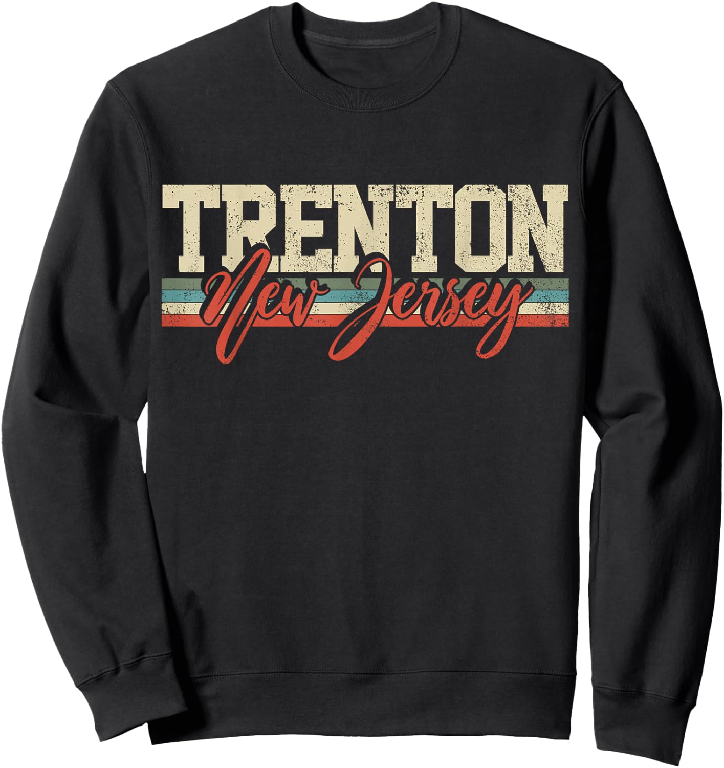 Trenton New Jersey Retro Vintage Sweatshirt - Sweatshirt | Black
