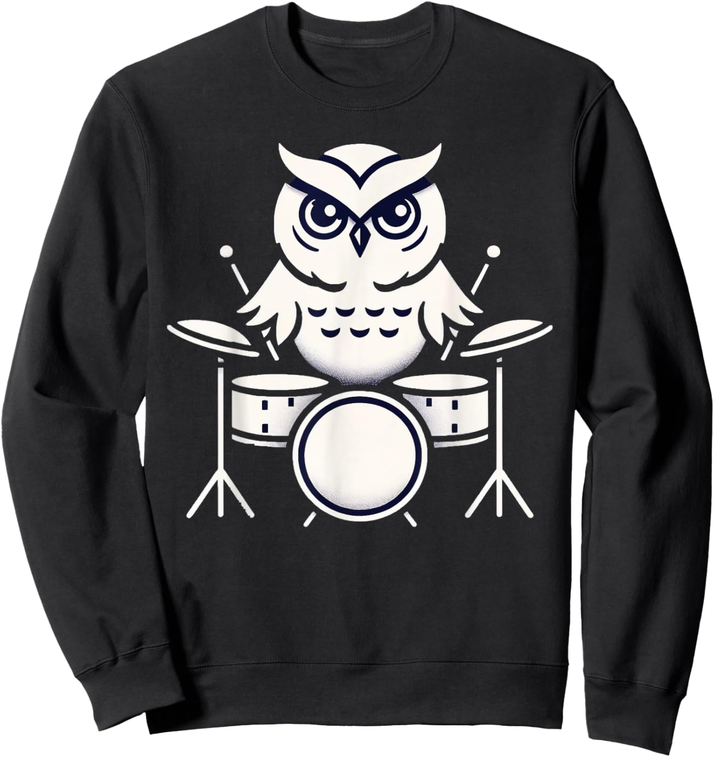 Cute Owl Playing Drums Owls Drummer Music Sweatshirt - Sweatshirt | Black