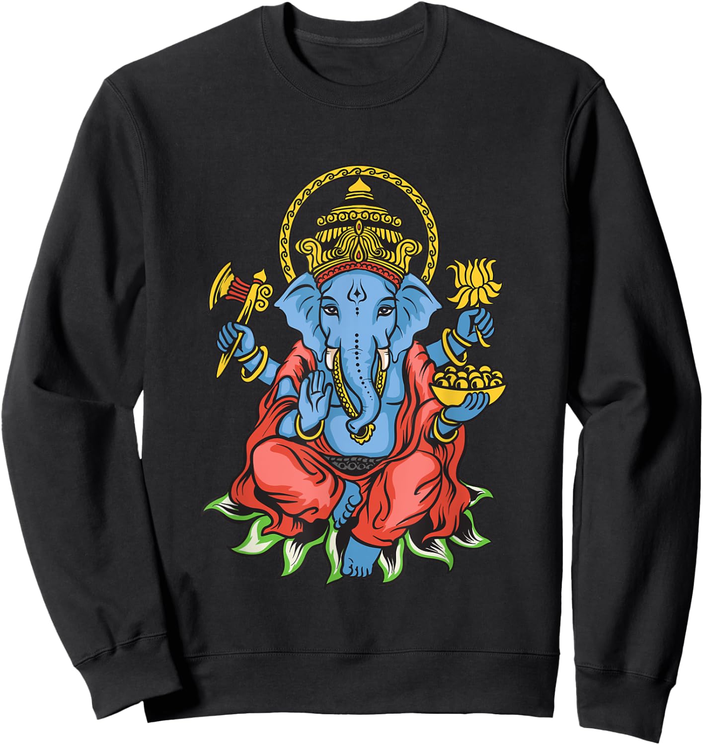 Spiritual Hindu God Ganesha Meditation Yoga Sweatshirt - Sweatshirt | Black