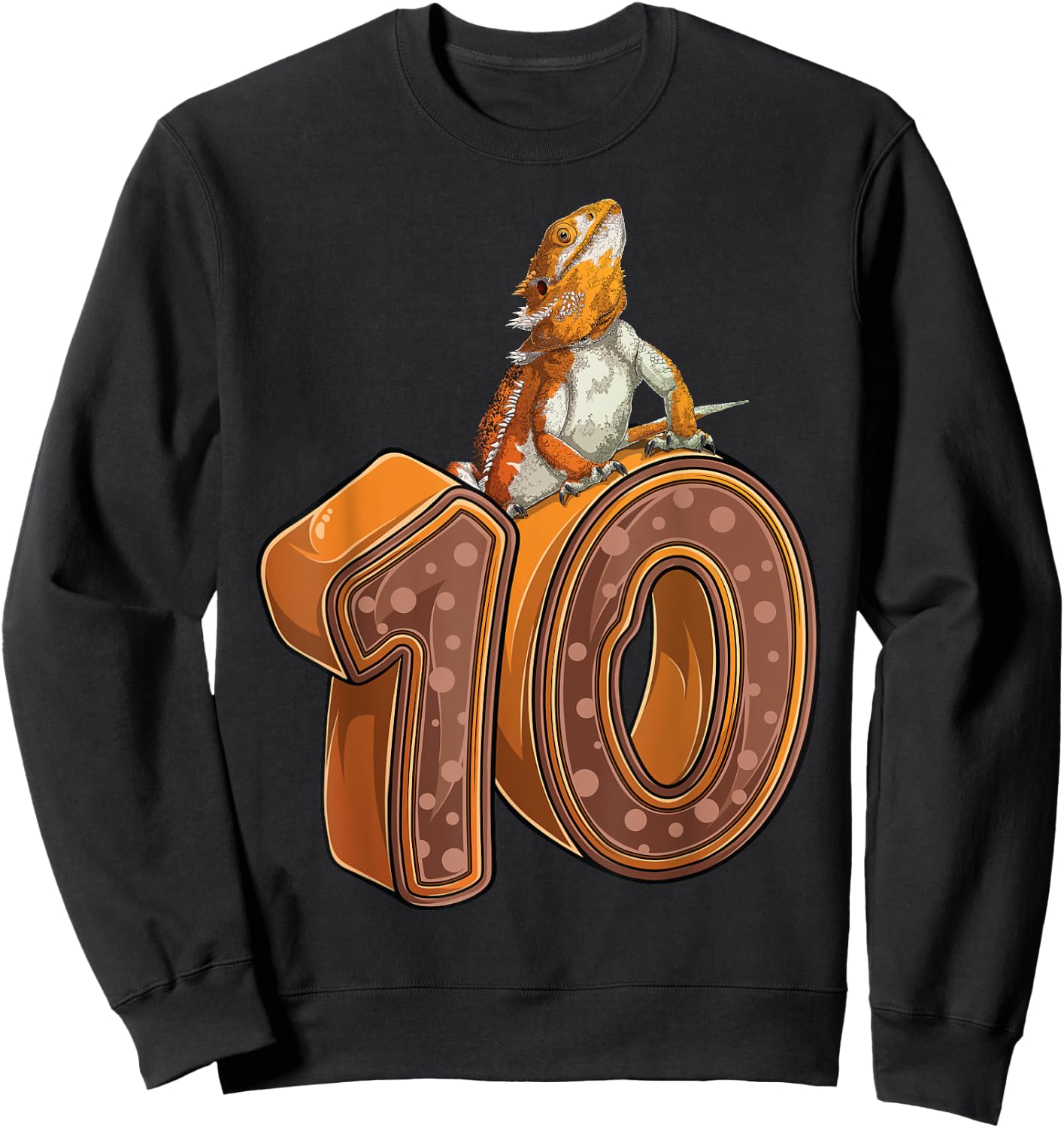 10 Year Old Bearded dragon Reptile 10th Birthday Party B-day Sweatshirt - Sweatshirt | Black