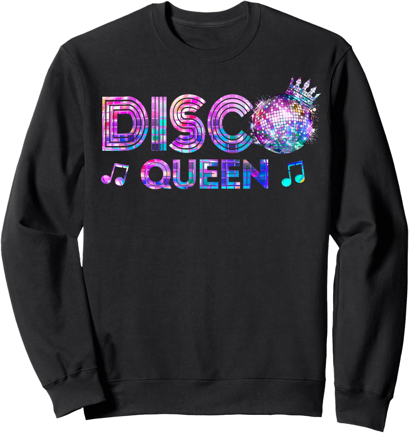 Disco Queen 70's Themed Vintage Seventies Costume Women Girl Sweatshirt - Sweatshirt | Black