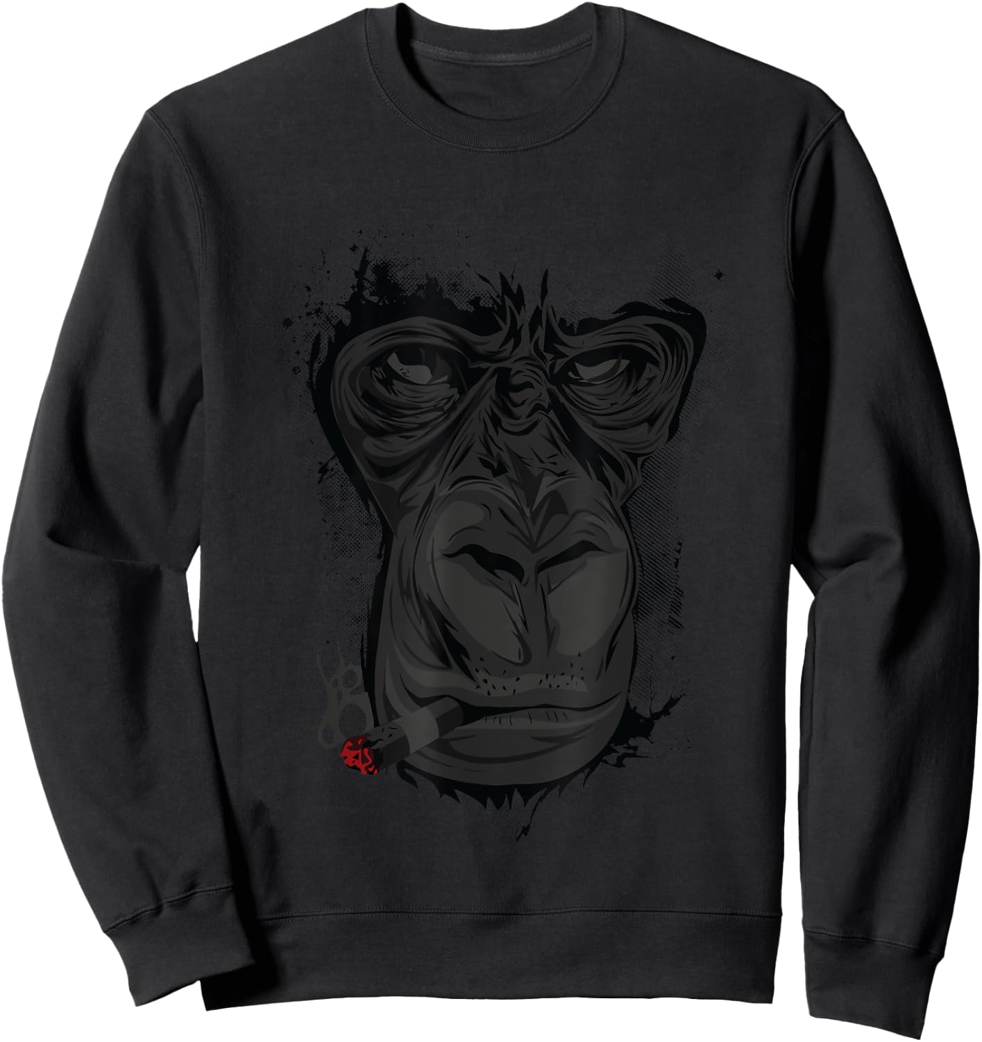 Angry Gorilla Shirt Graphic Ape Cigar Smoking Monkey Gift Sweatshirt - Sweatshirt | Black
