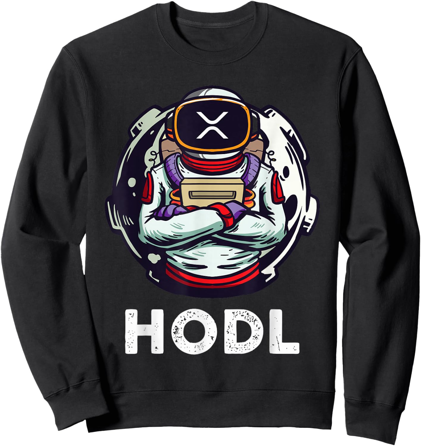 XRP Hodl To The Moon Funny XRP Astronaut Sweatshirt - Sweatshirt | Black