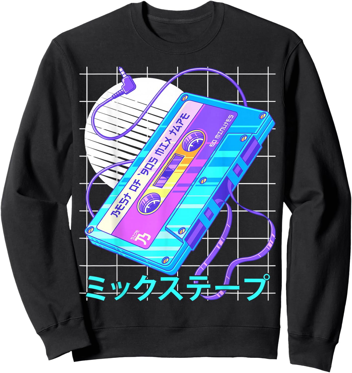 90s Japanese Otaku Vaporwave Aesthetic Retro Art Mixtape Sweatshirt - Sweatshirt | Black