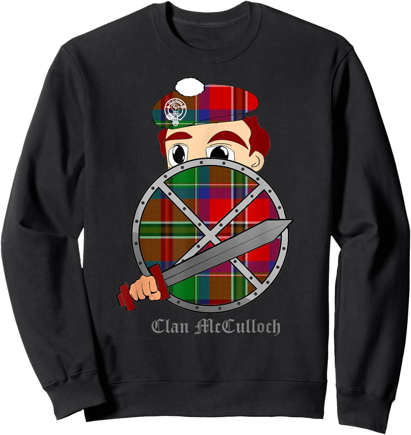 Clan McCulloch surname last name Scottish Tartan crest Sweatshirt - Sweatshirt | Black