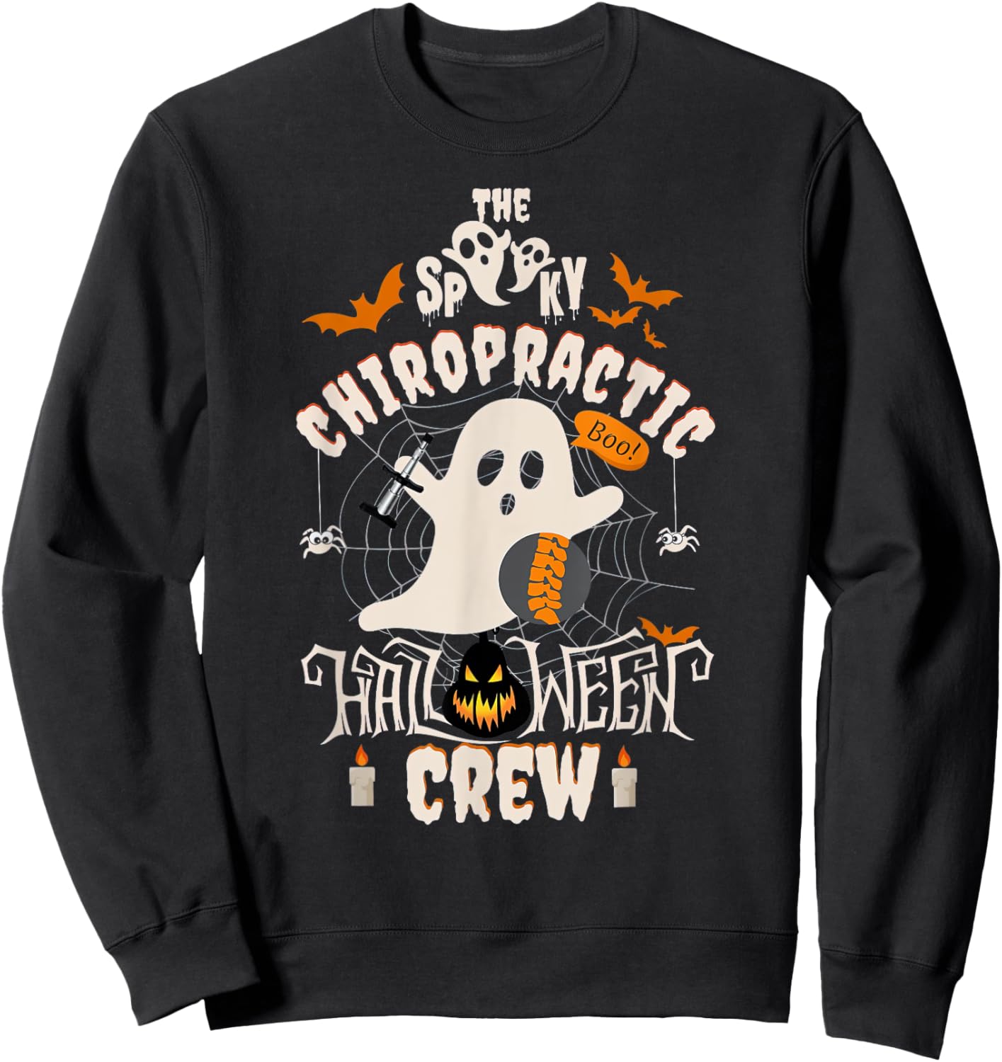Spooky Chiropractic Halloween Crew Assistant Chiropractor Sweatshirt - Sweatshirt | Black