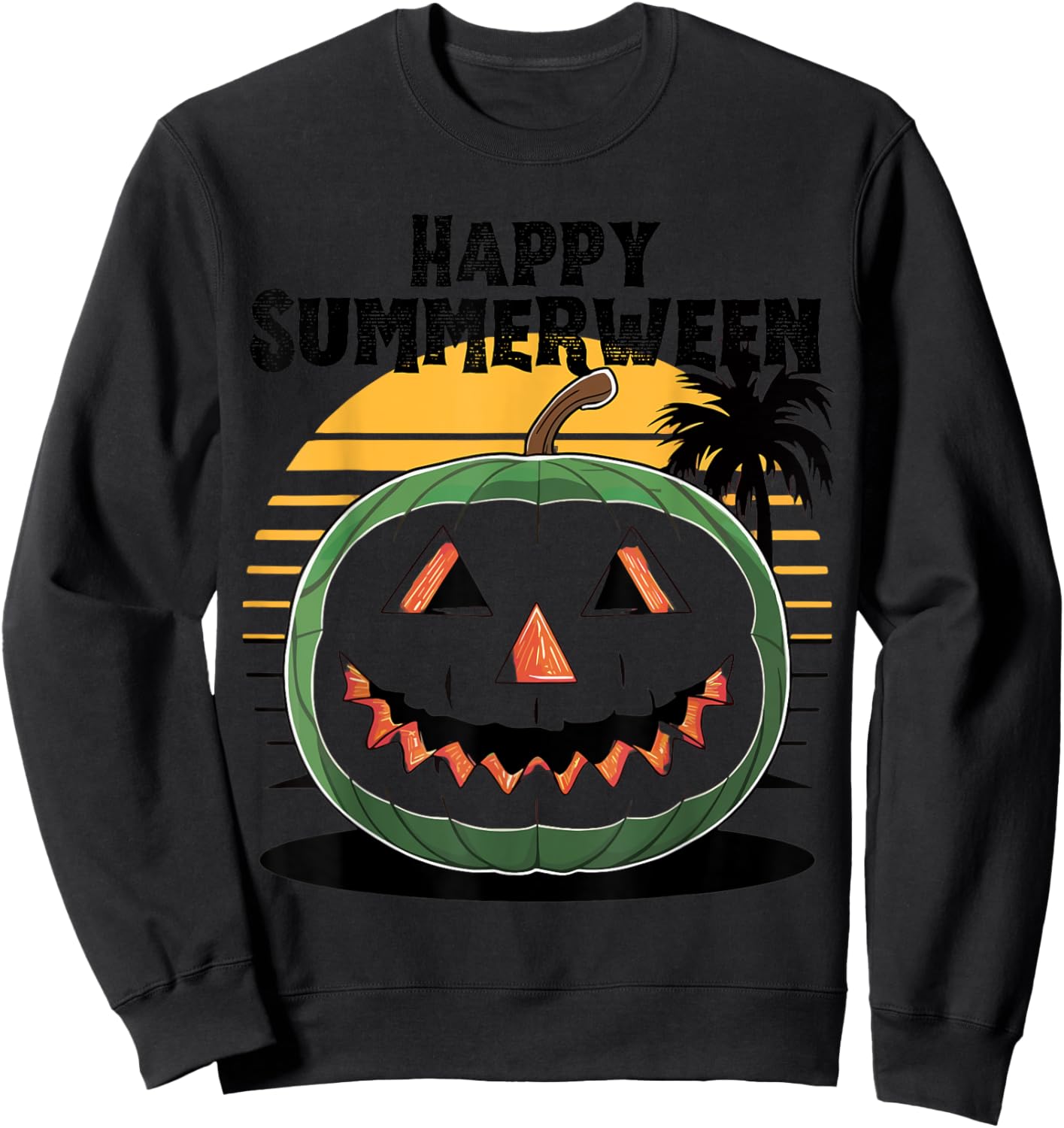 Happy Summerween Watermelon Jack-o'-Lantern Summer Halloween Women Kids Sweatshirt - Sweatshirt | Black