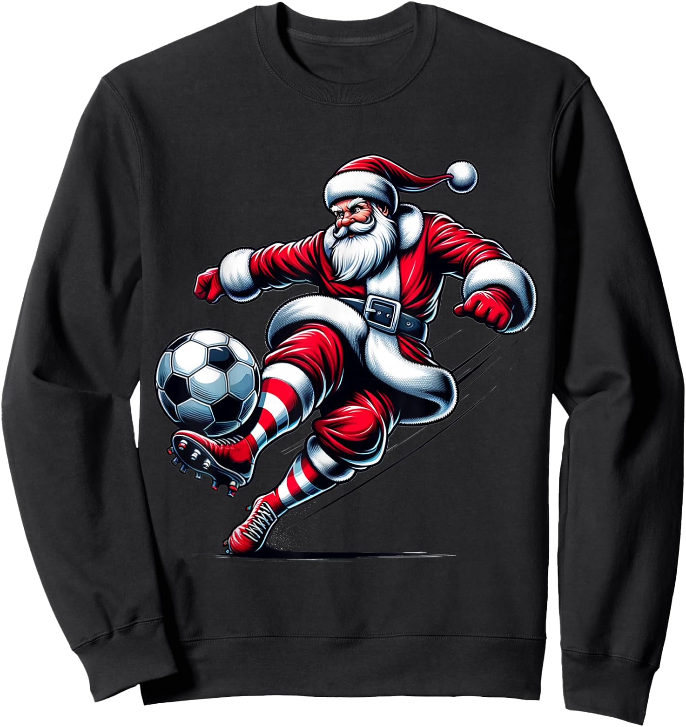 Santa Plays Soccer Christmas Sports Women Men Kids Sweatshirt - Sweatshirt | Black