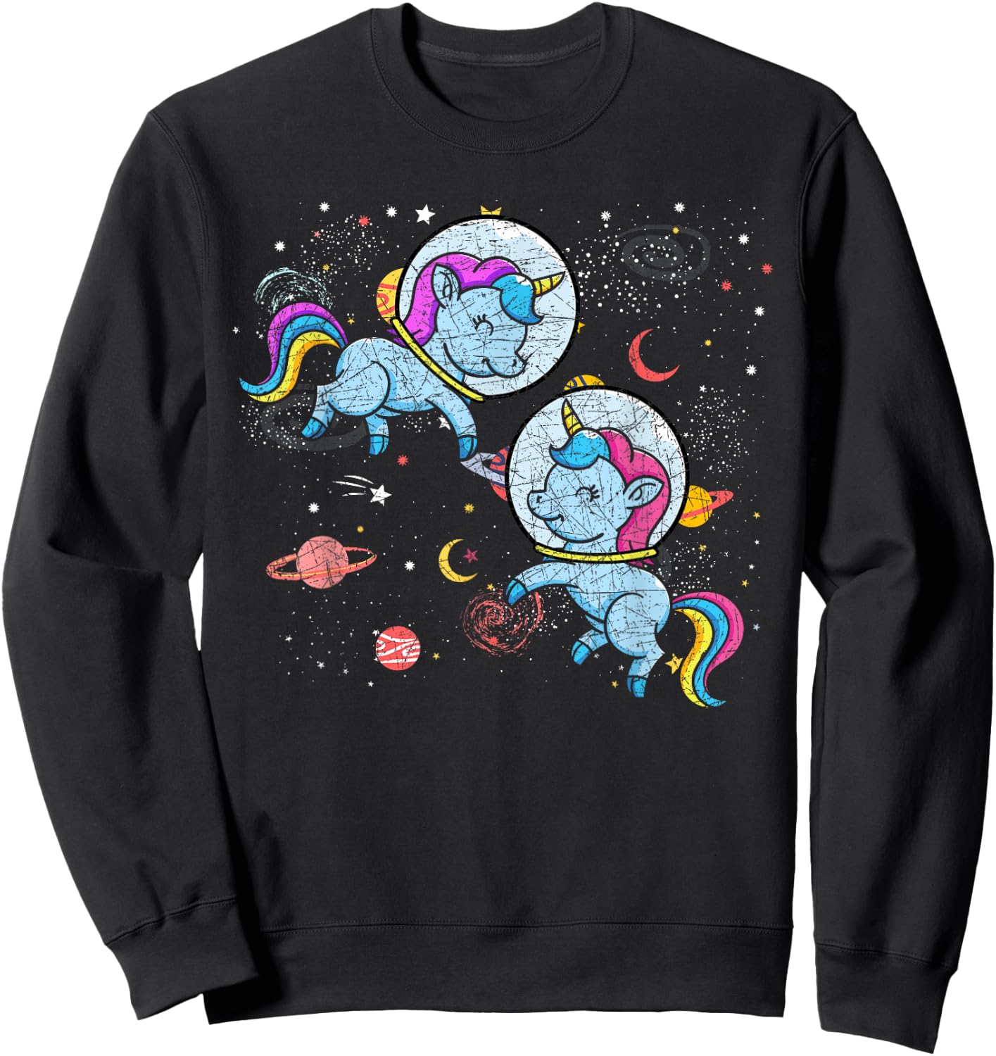 Moon Astronaut Outer Space Planets Magical Unicorn Sweatshirt - Sweatshirt | Black