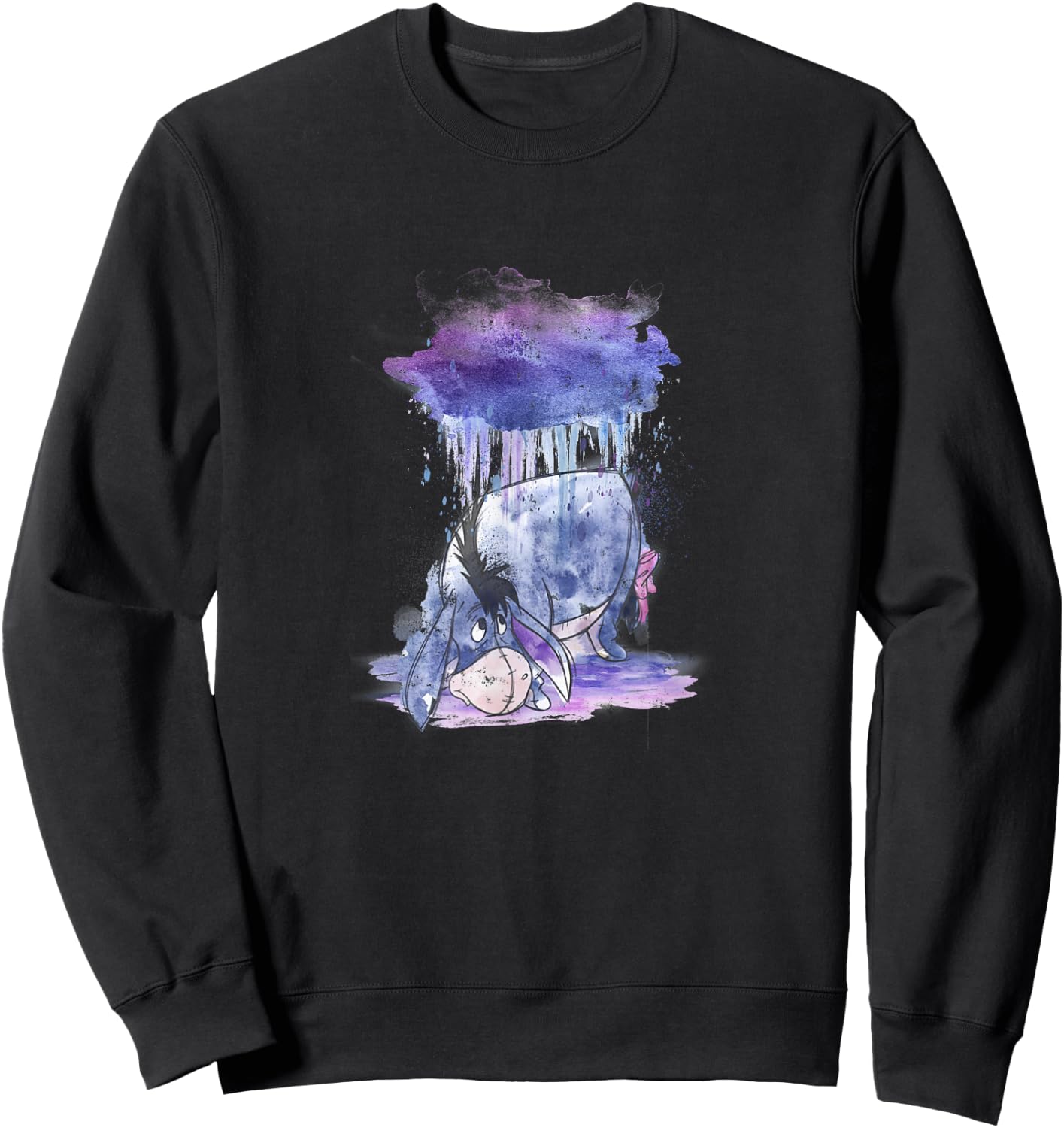 Disney Winnie The Pooh Eeyore Watercolor Rain Cloud Sweatshirt - Sweatshirt | Black