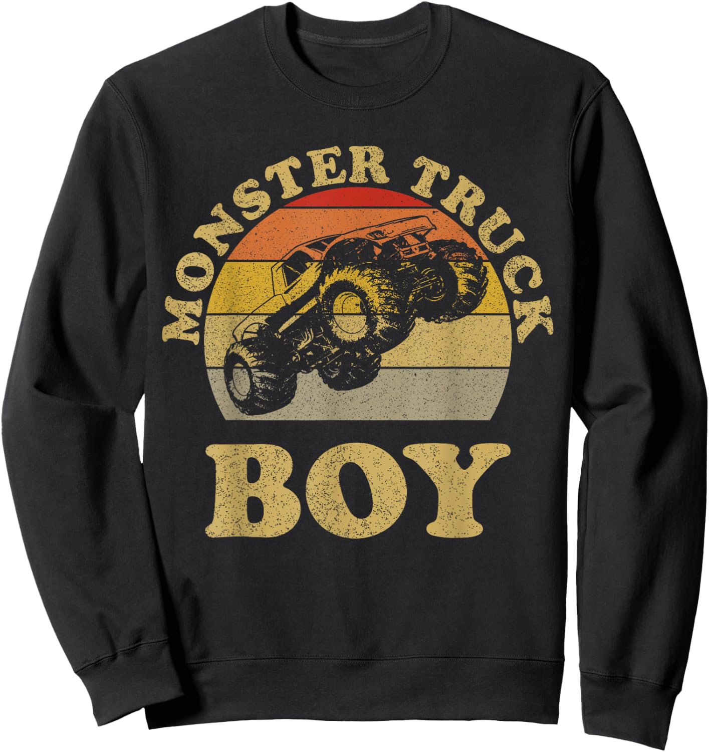 Monster Truck Boys Clothes Shirt Vintage Retro Sunset Boy Sweatshirt - Sweatshirt | Black