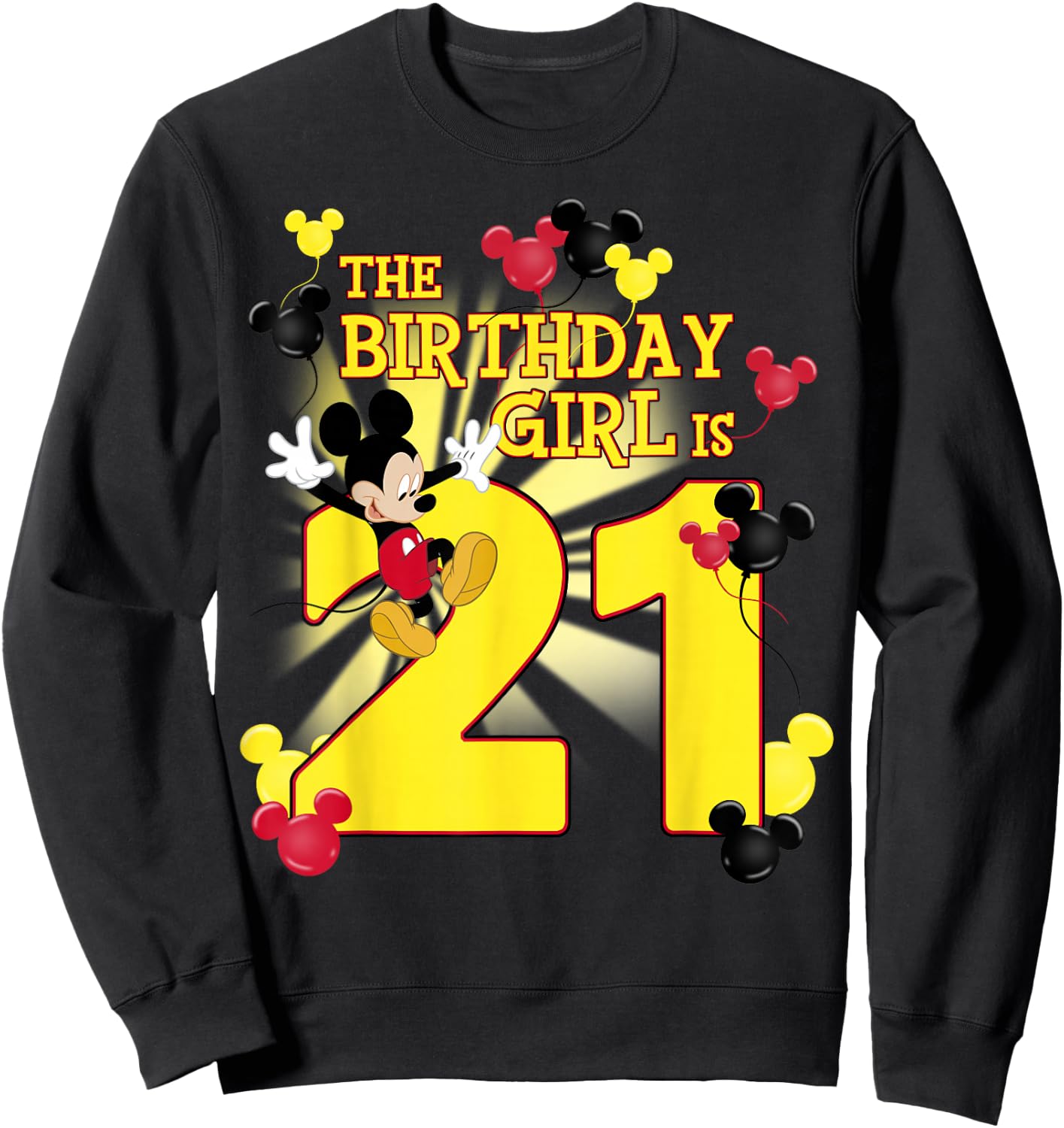 Disney Mickey and Friends Mickey 21st Birthday Girl Sweatshirt - Sweatshirt | Black