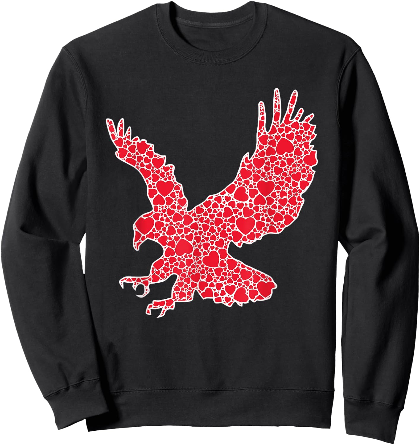Eagle Hearts Valentine's Day Hawk Animal Lover Girl Gift Sweatshirt - Sweatshirt | Black