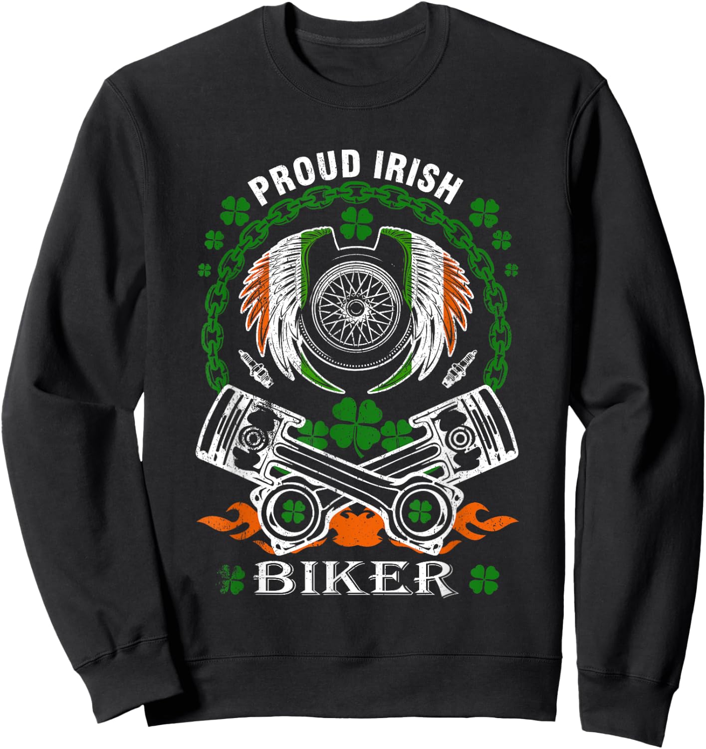 Irish Biker Happy Patrick's Day Motorcycle Lover Men Gifts Sweatshirt - Sweatshirt | Black