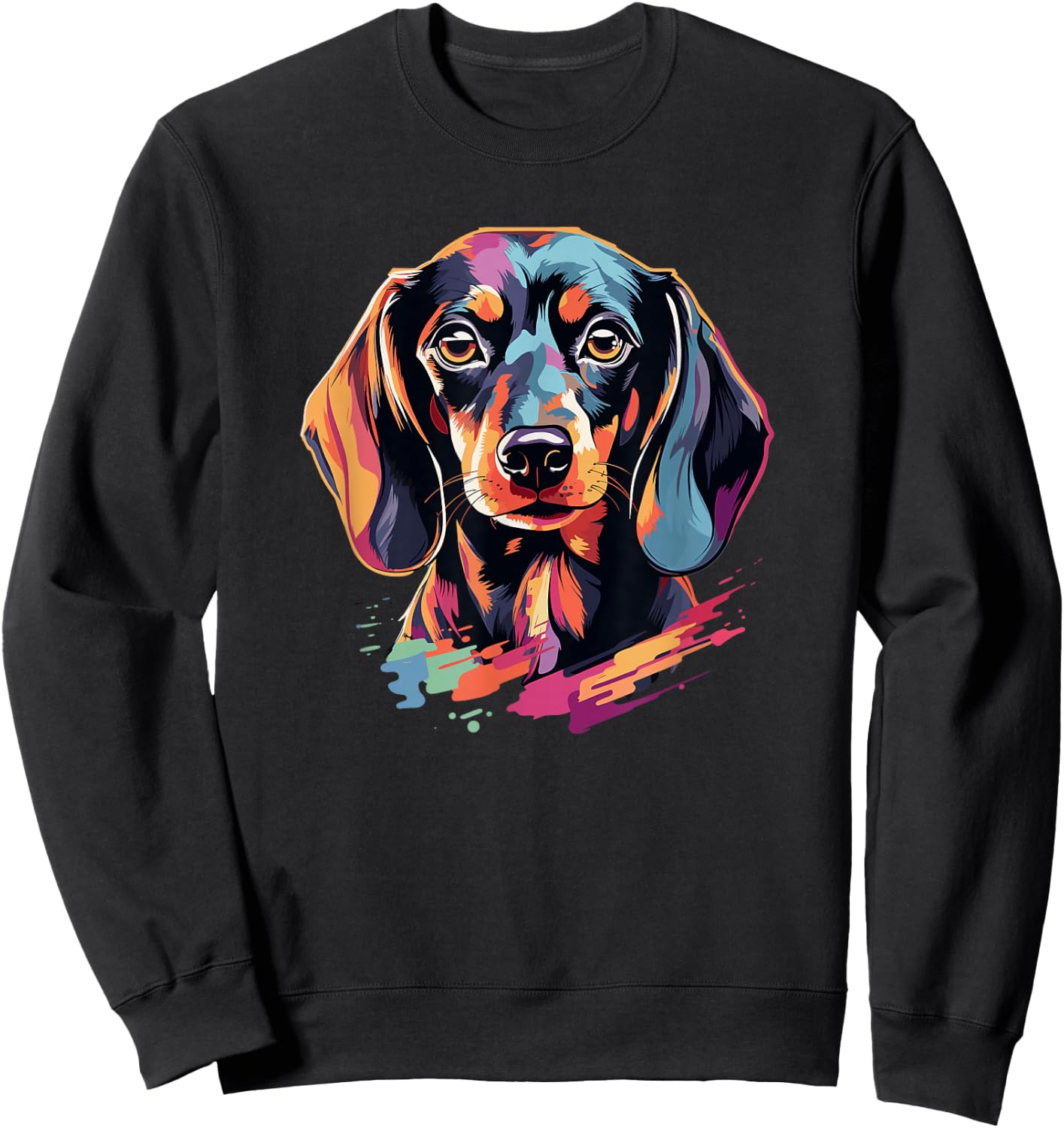 Cute Dachshund Mom Dad Doxie Weiner Art Design Men Women Kids Sweatshirt - Sweatshirt | Black