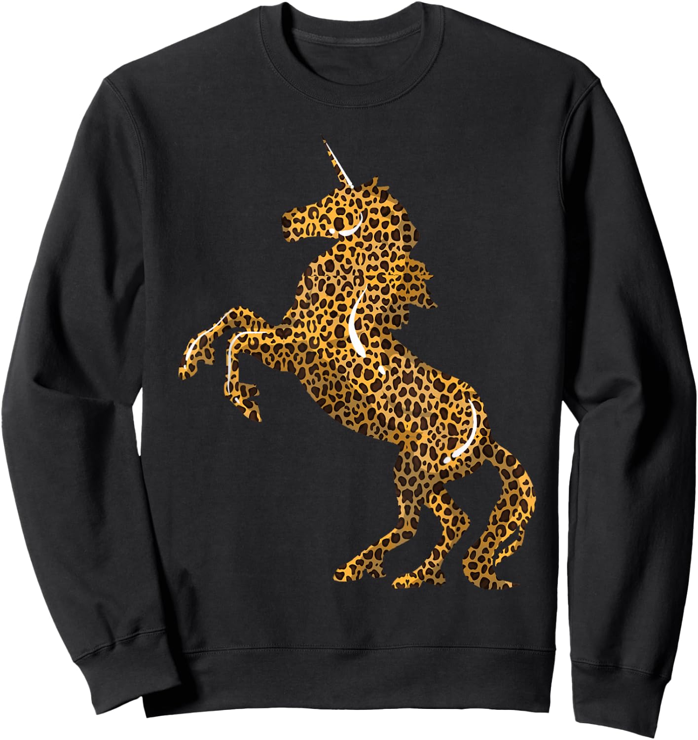 Cool Cheetah Patterns Magical Horse Girls Designs Leopard Print Unicorn Gift & Kids, Black, Small, Short Sleeve Sweatshirt - Sweatshirt | Black