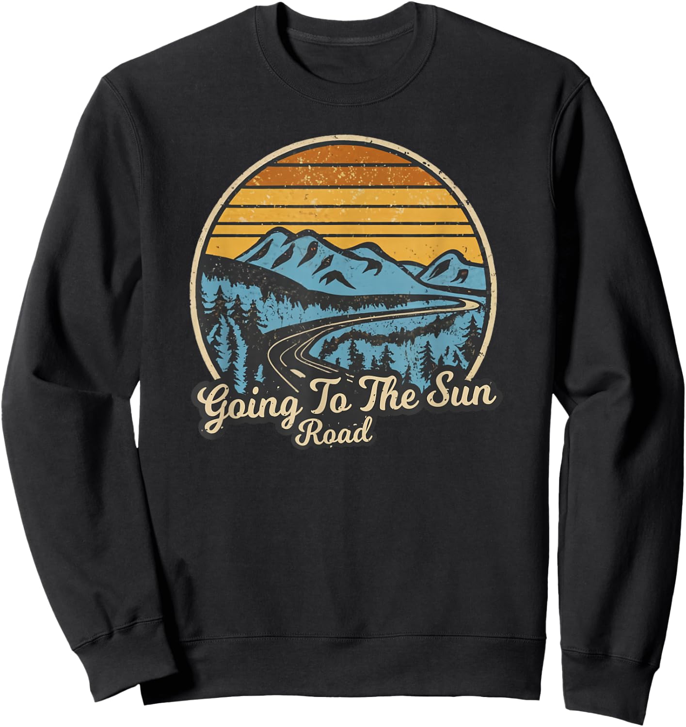 Going To The Sun Road Glacier National Park Retro Sweatshirt - Sweatshirt | Black
