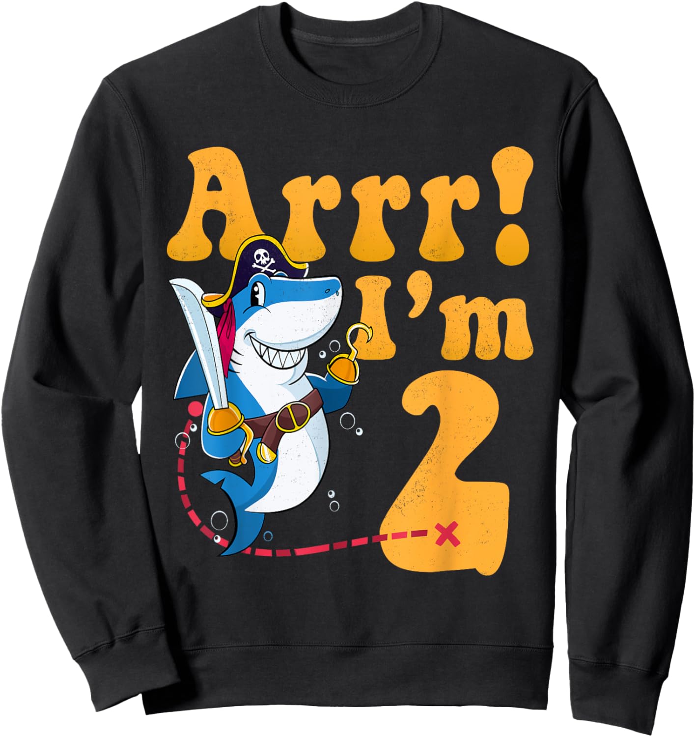 Kids 2nd Shark Pirate Birthday Party 2 Two Years Old Boys Sweatshirt - Sweatshirt | Black
