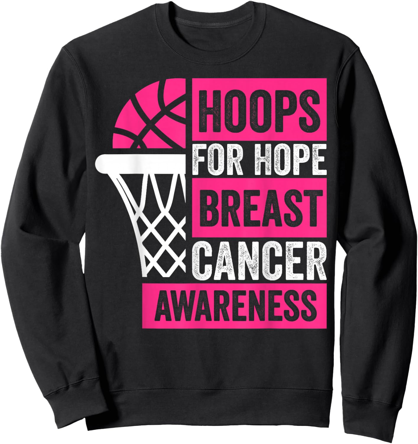 Hoops For Hope Basketball Family Breast Cancer Awareness Sweatshirt - Sweatshirt | Black