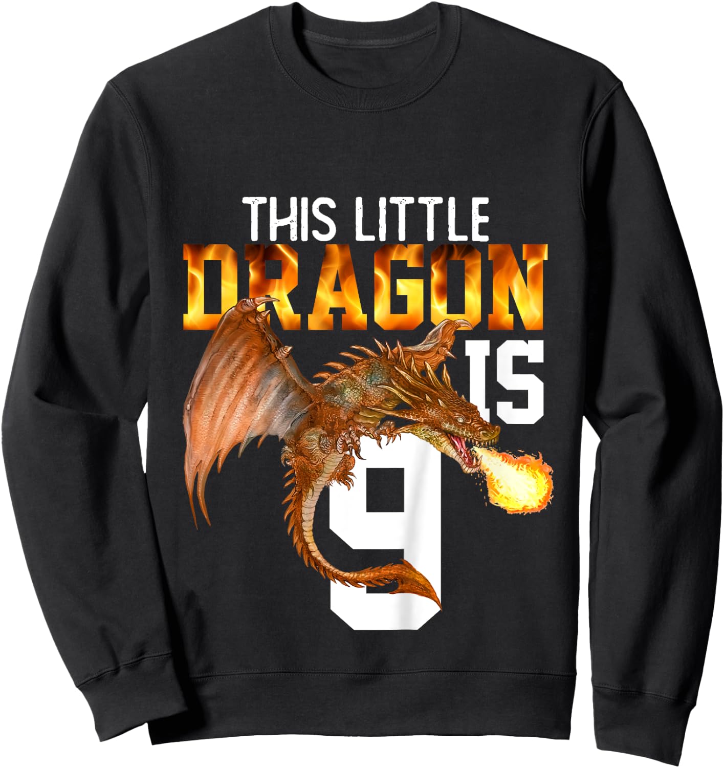 Turning 9 Year Old Birthday Gift Boy Dragon 9th Bday Girl Sweatshirt - Sweatshirt | Black