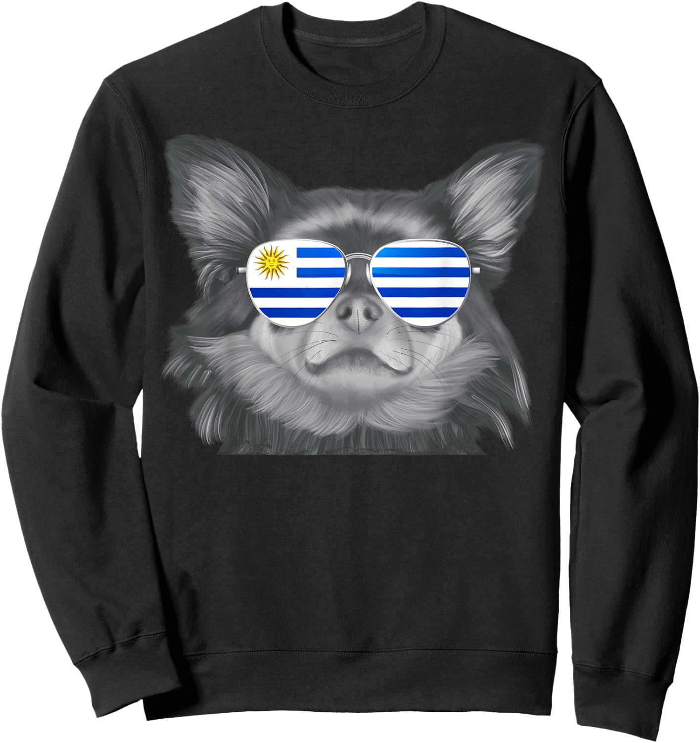 Black Chihuahua Dog Uruguay Sunglasses Sweatshirt - Sweatshirt | Black