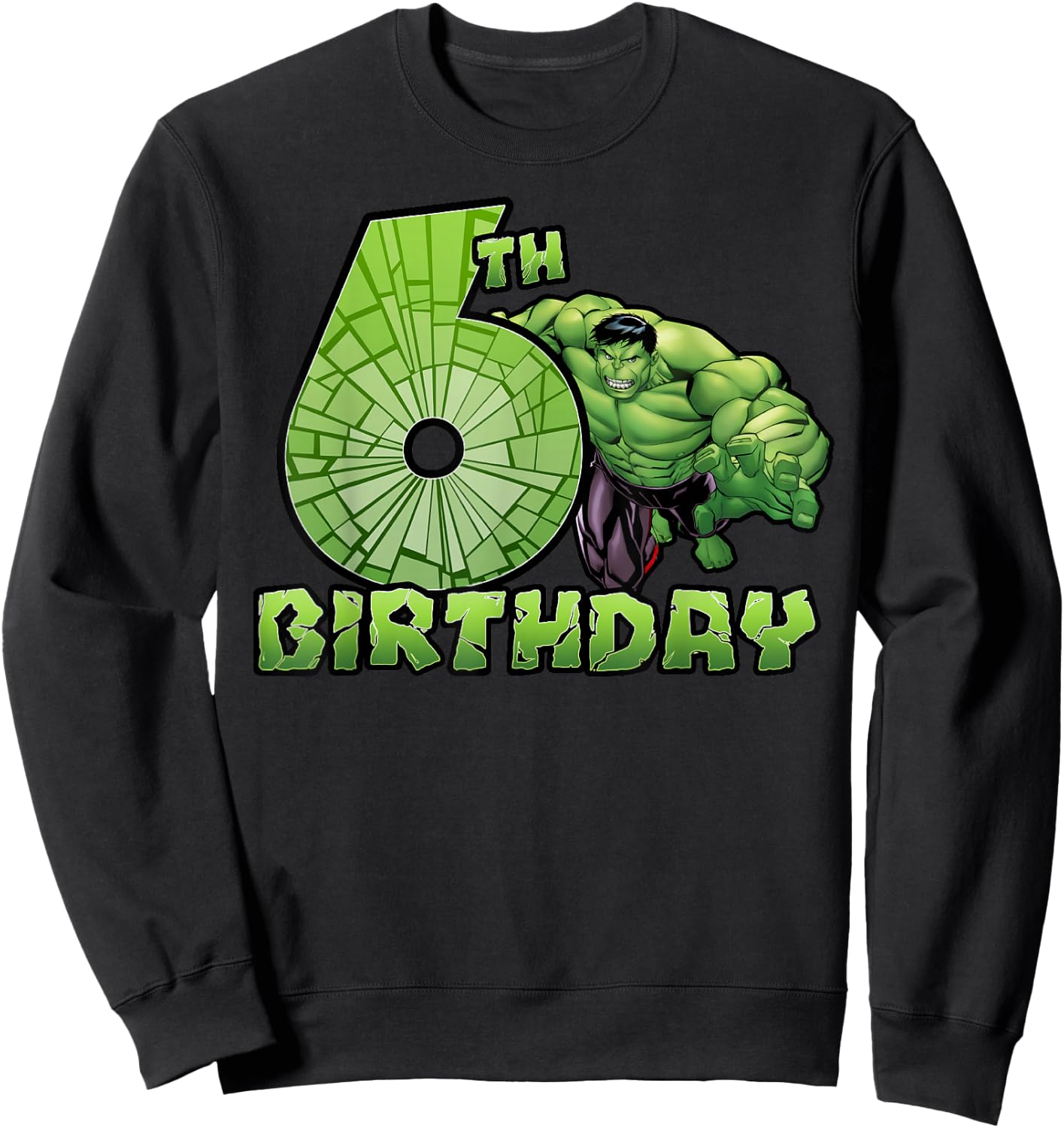 Marvel Avengers Hulk Smash 6th Birthday Sweatshirt - Sweatshirt | Black