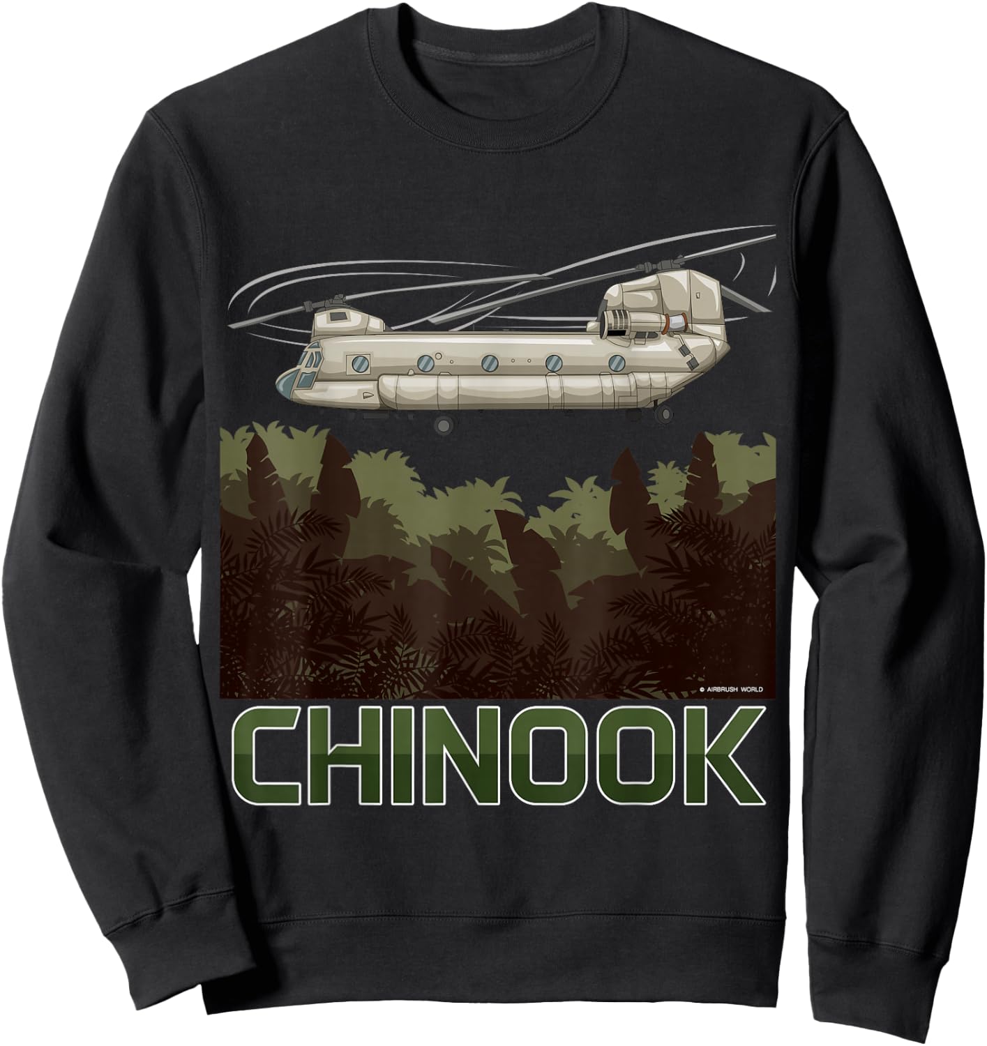 Chinook Helicopter Military Armed Forces Sweatshirt - Sweatshirt | Black
