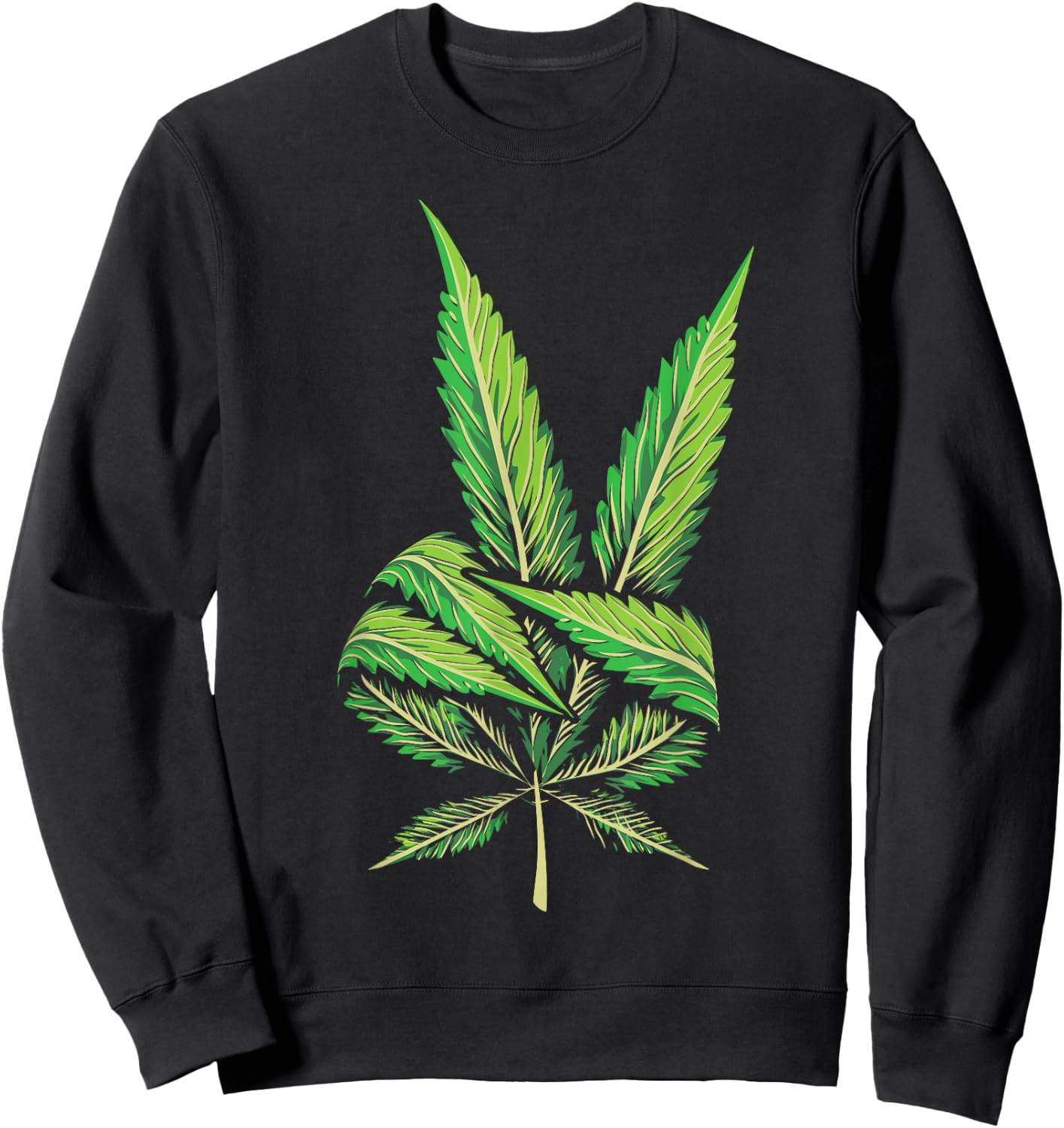 Funny Peace Hand Weed Gift Cool Marijuana Leaf Peace Sign Sweatshirt - Sweatshirt | Black