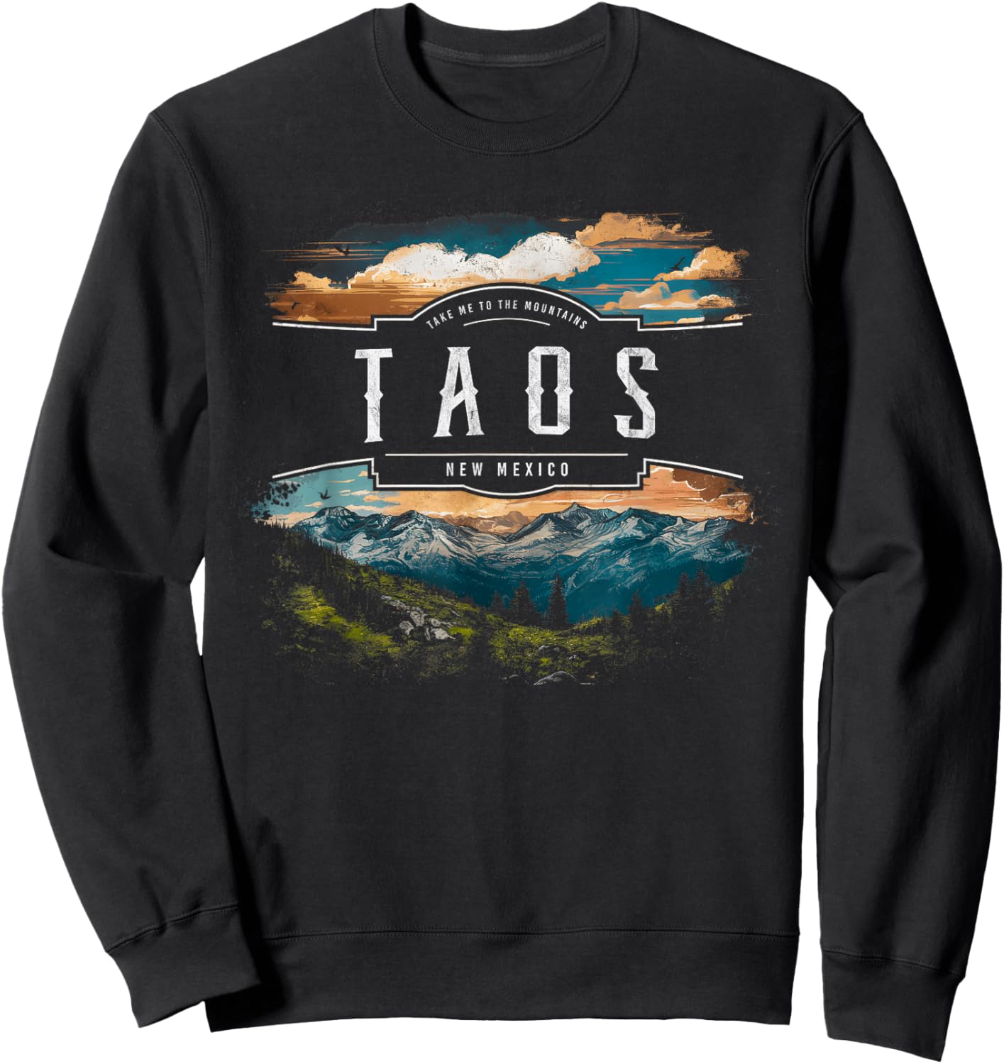 Taos Mountains New Mexico Hiking Outdoors Vintage Sweatshirt - Sweatshirt | Black